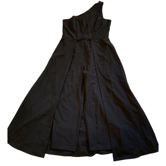 New Julia Jordan Black One-Shoulder Jumpsuit Walk Through Gown Size 16 RHH10567 - Picture 9 of 16